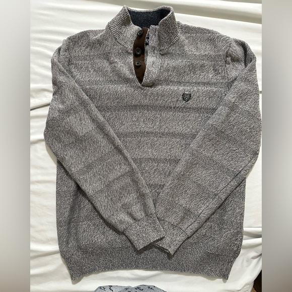 Chaps Gray Button Up Sweater with Ribbed Cuffs - Picture 9 of 13